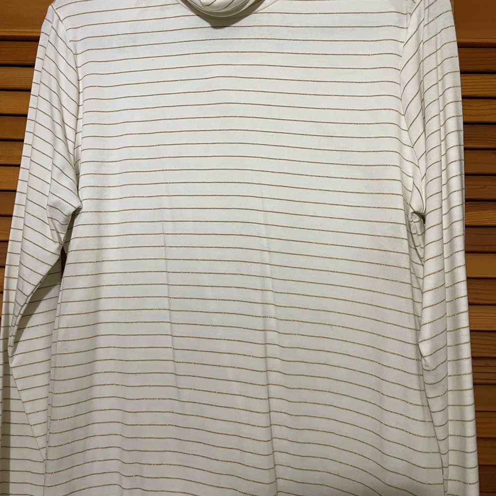 Time and Tru White and Gold Striped Top